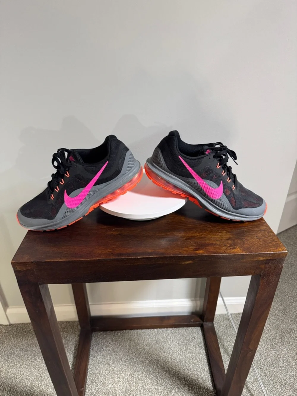 Nike Black Sneakers with Pink Swoosh and Orange Accents - Picture 5 of 8